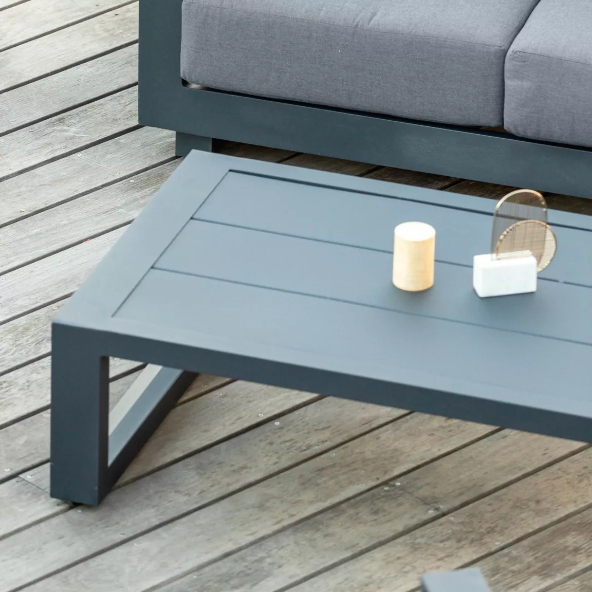 Table basse de jardin rectangulaire en alumininum (120 x 72 cm) Elba Gris anthracite