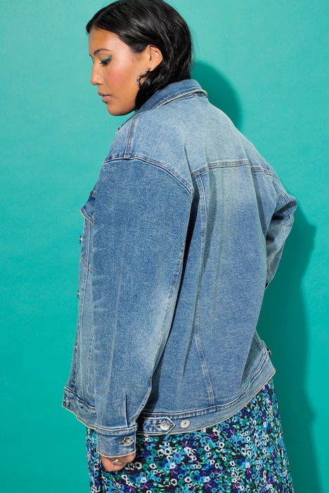 Jeansjacke, oversized, hellgewaschen