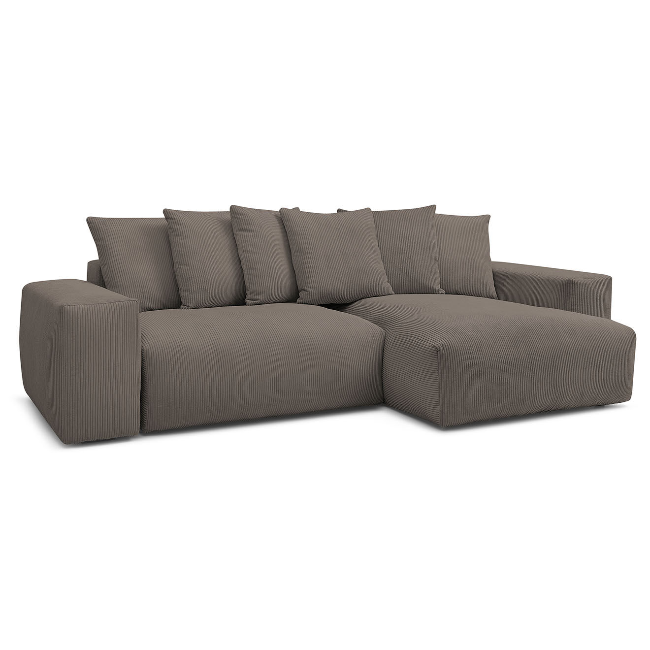Bobochic Canapé d'angle réversible ultra moelleux voltaire velours côtelé taupe - 310x174x75 cm