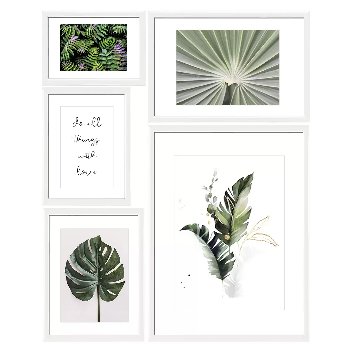 Collage Weiss Monstera weiss