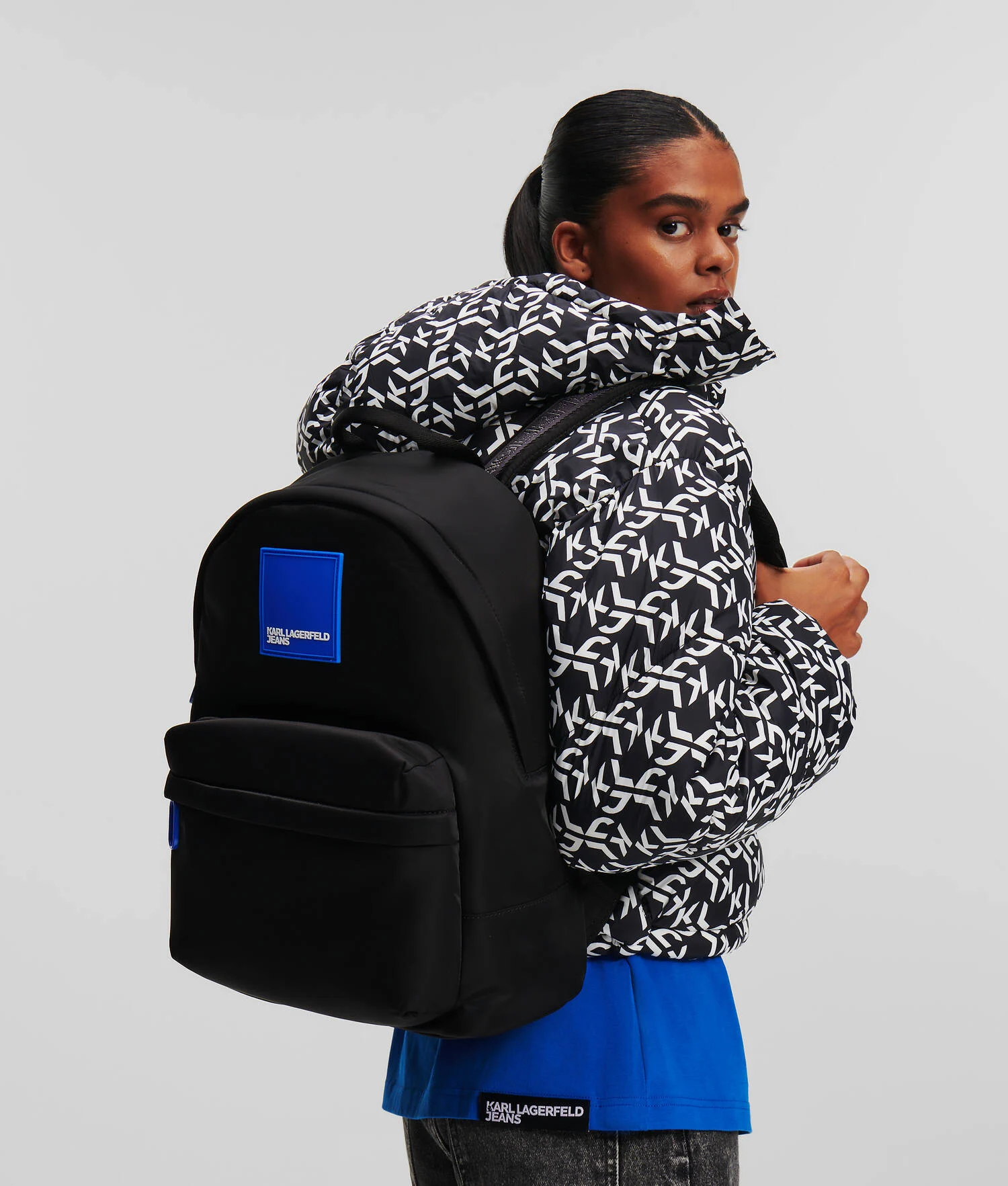 SAC À DOS EN NYLON AVEC LOGO KLJ ENCADRÉ