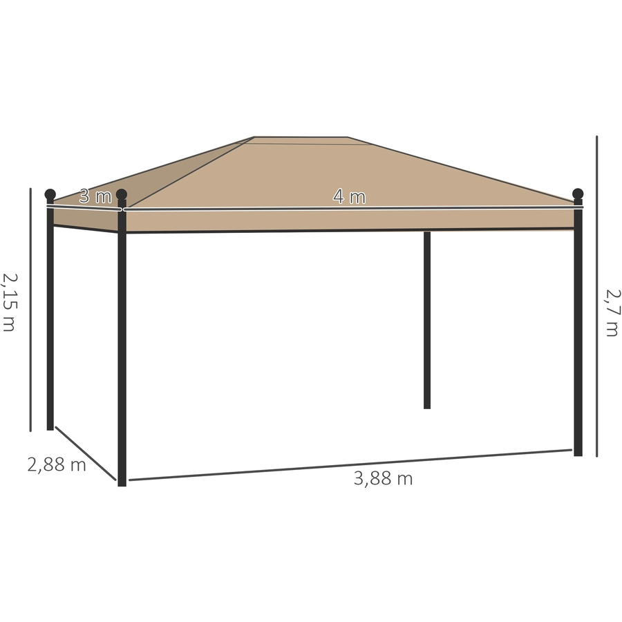 Outsunny Pavillon mit Seitenwänden beige