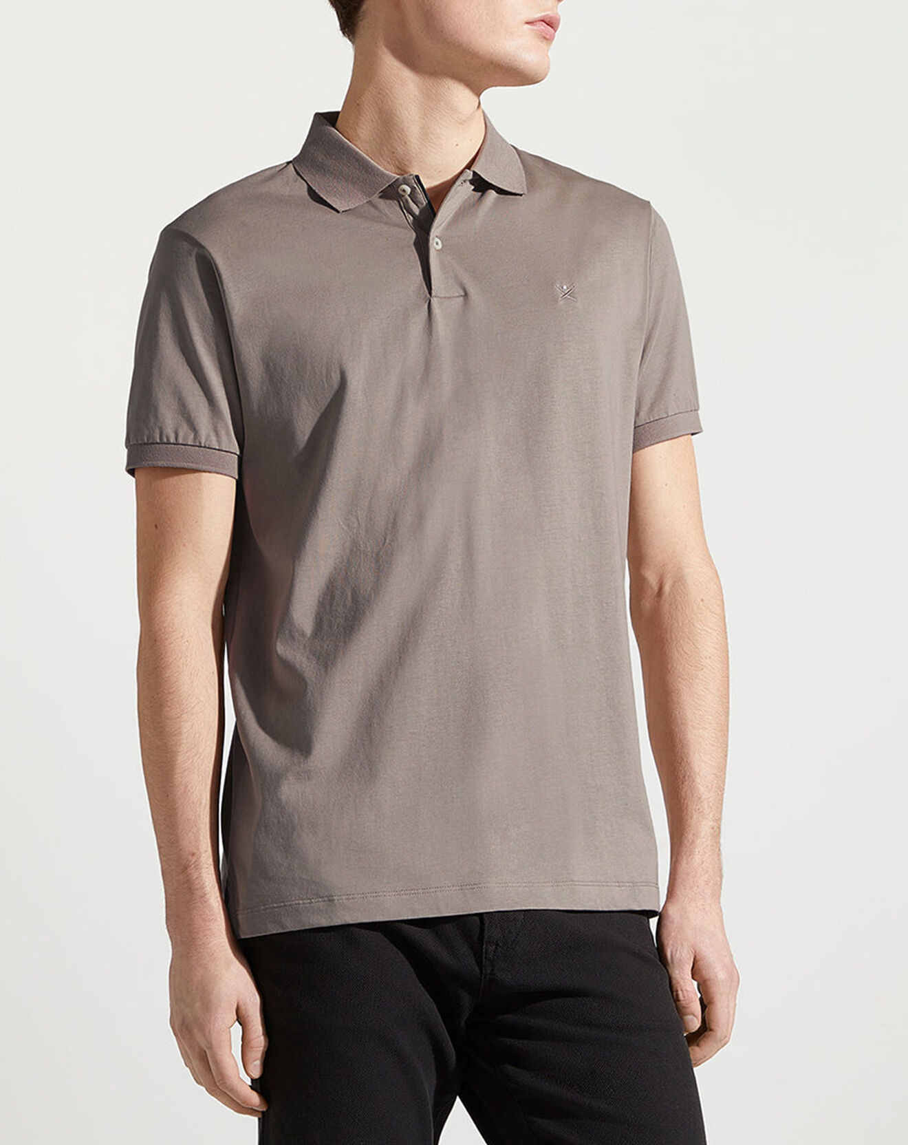 Hackett London Polo en Jersey Regular Fit uni Smart taupe