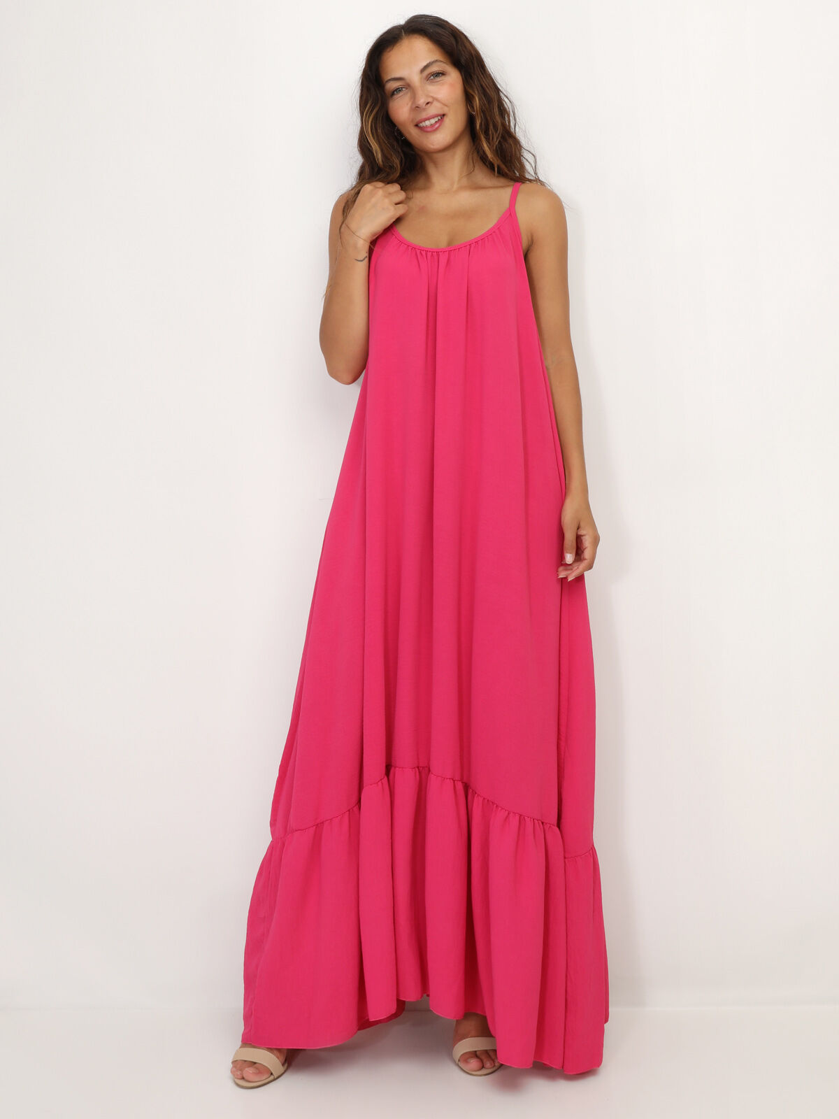Robe fluide à bas évasé et volonté- Fuchsia