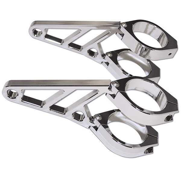 Highsider - Support de Phare CNC Alu - Diamètre fourche 42-43 mm Chrome