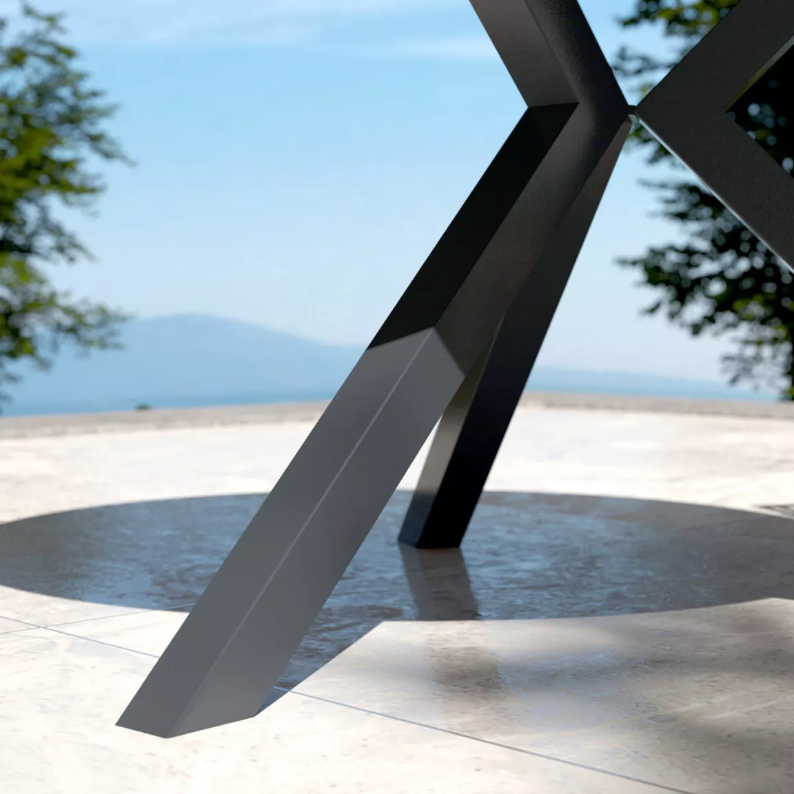 Table de jardin ronde en aluminium et céramique 6 places (D120 cm) Kore Gris anthracite