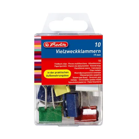 Herlitz Vielzweckklammer Metall 19mm farbig sortiert 10er Packung