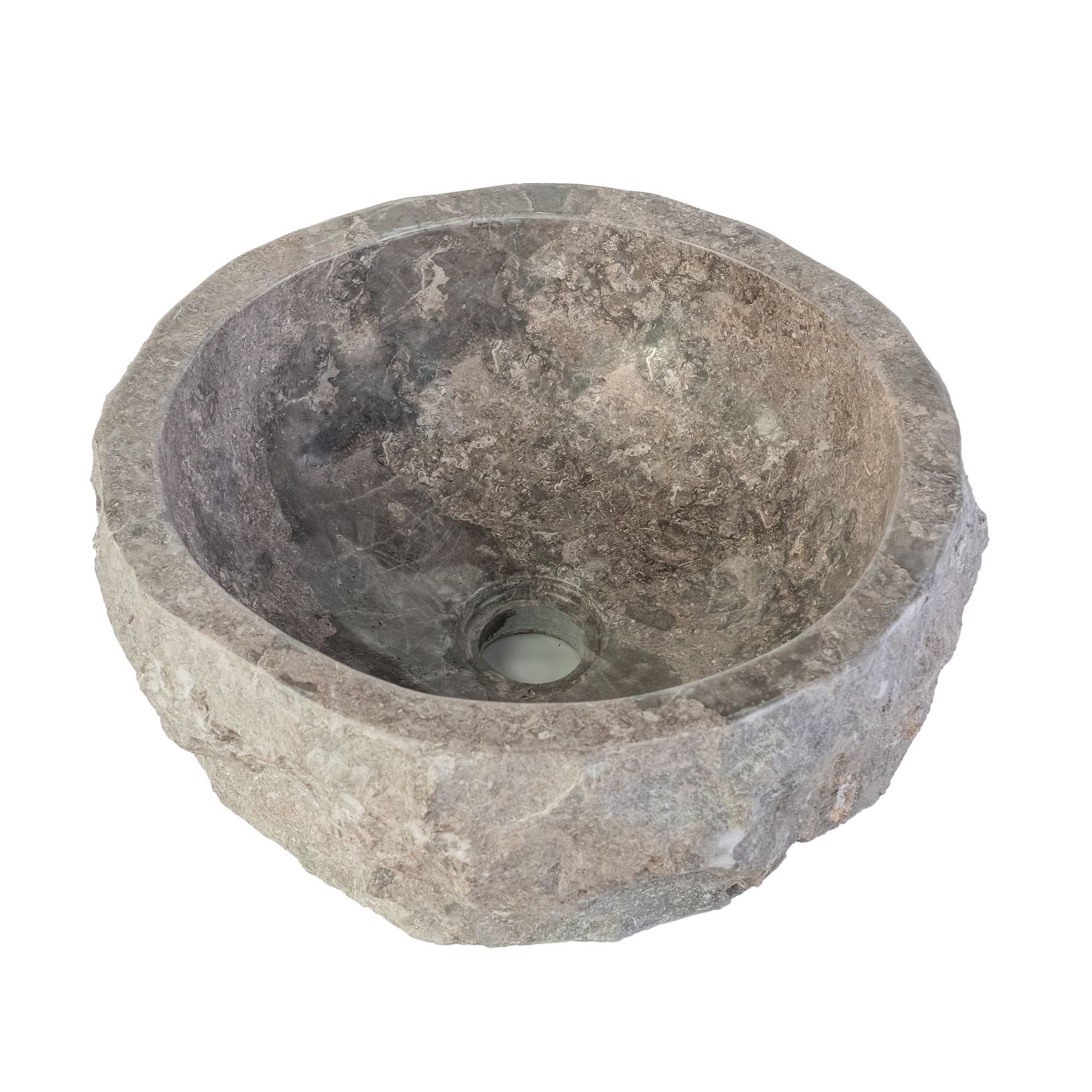 Sanigoods River waskom natuur marmer 30-35x15cm grijs
