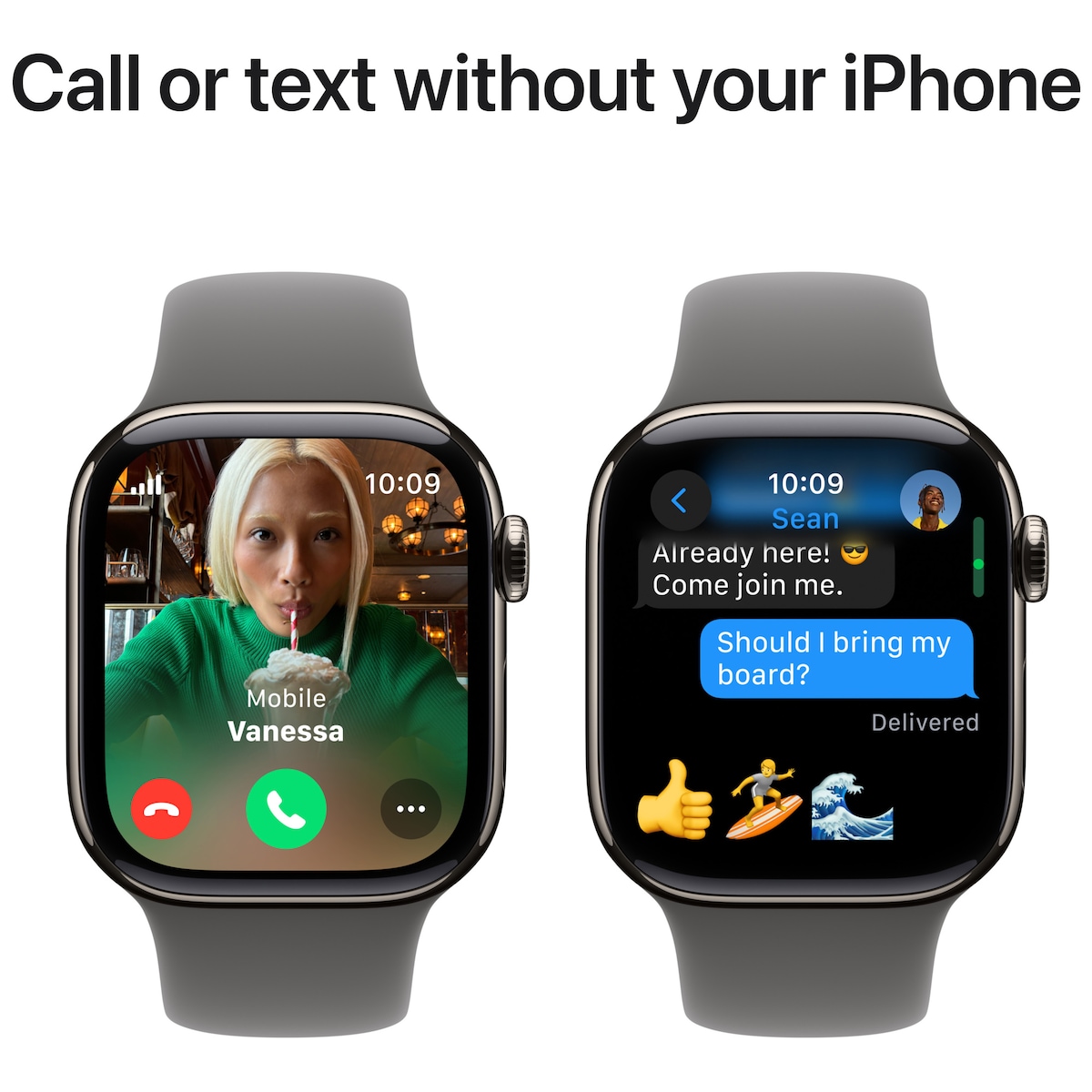Apple Watch S10 42mm GPS+Cel (Naturlig Titan/Stengrå Sport Band) S/M