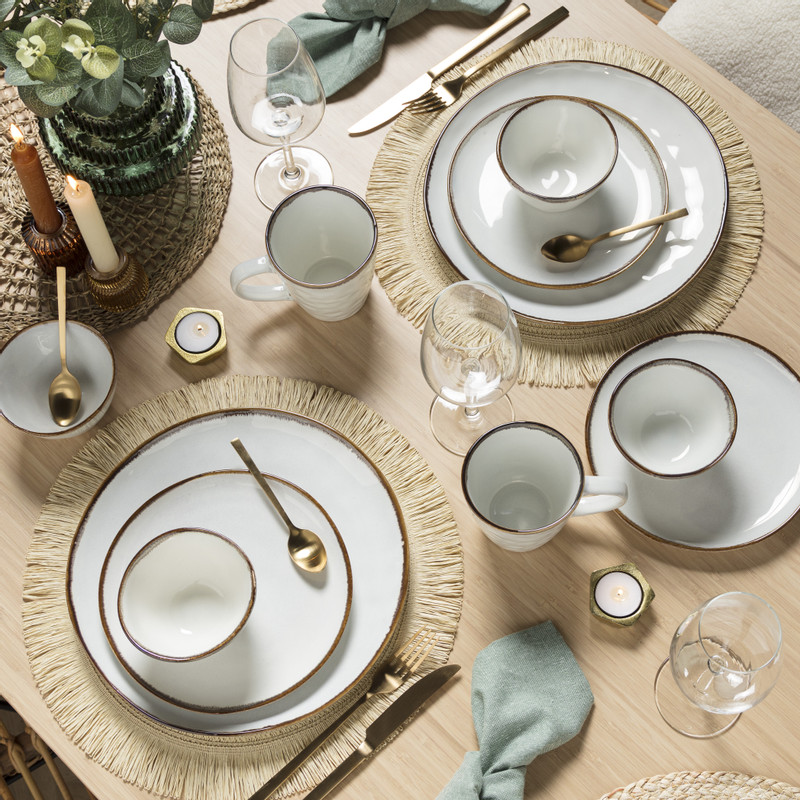 Placemat franjes - zand - ⌀38 cm