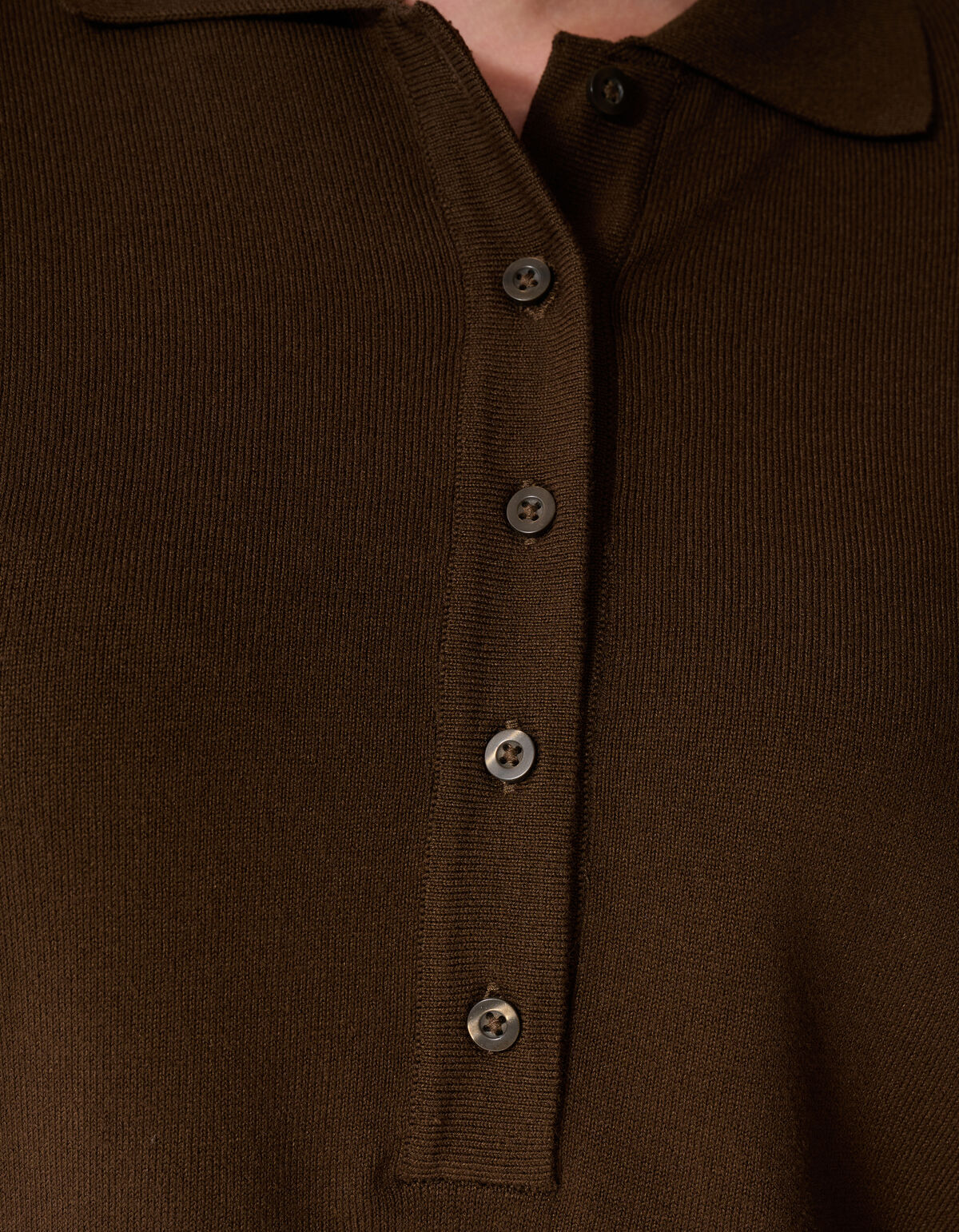 Shortsleeve Gebreide Polo Bruin