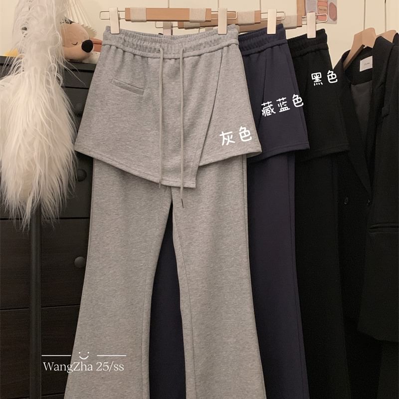Vhancy - Asymmetrische rok met trekkoord en overlay in bootcut-stijl