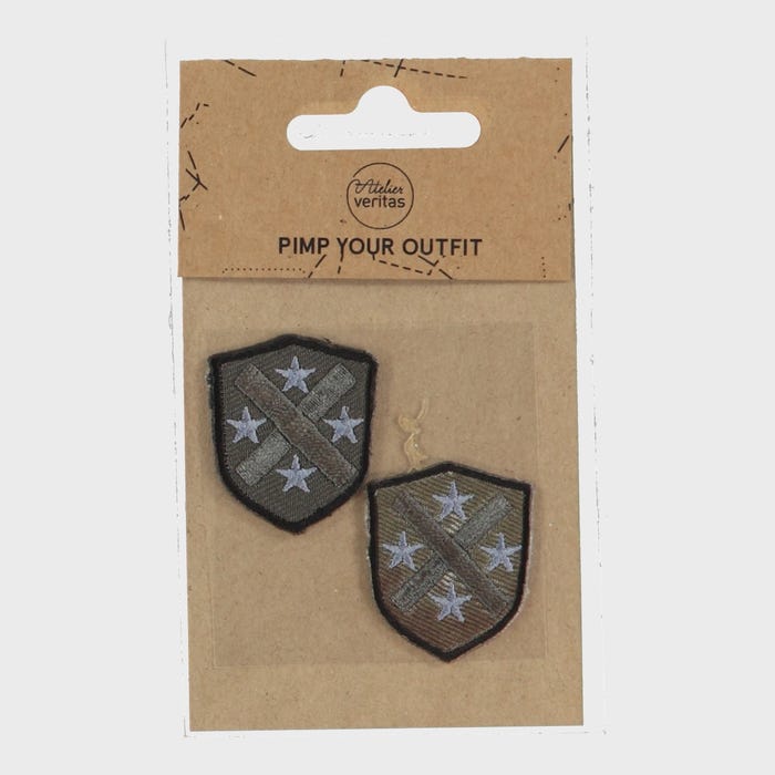 Atelier Veritas-Set van 2 patches met schild en sterren 3x3,5cm