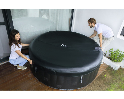 Opblaasbare STARRY Plug & Play hottub voor maximaal 6 personen met filtersysteem, desinfectietechnologie, automatische uitschakel-/stand-byfunctie, timerfunctie en LED-sfeerverlichting, antraciet