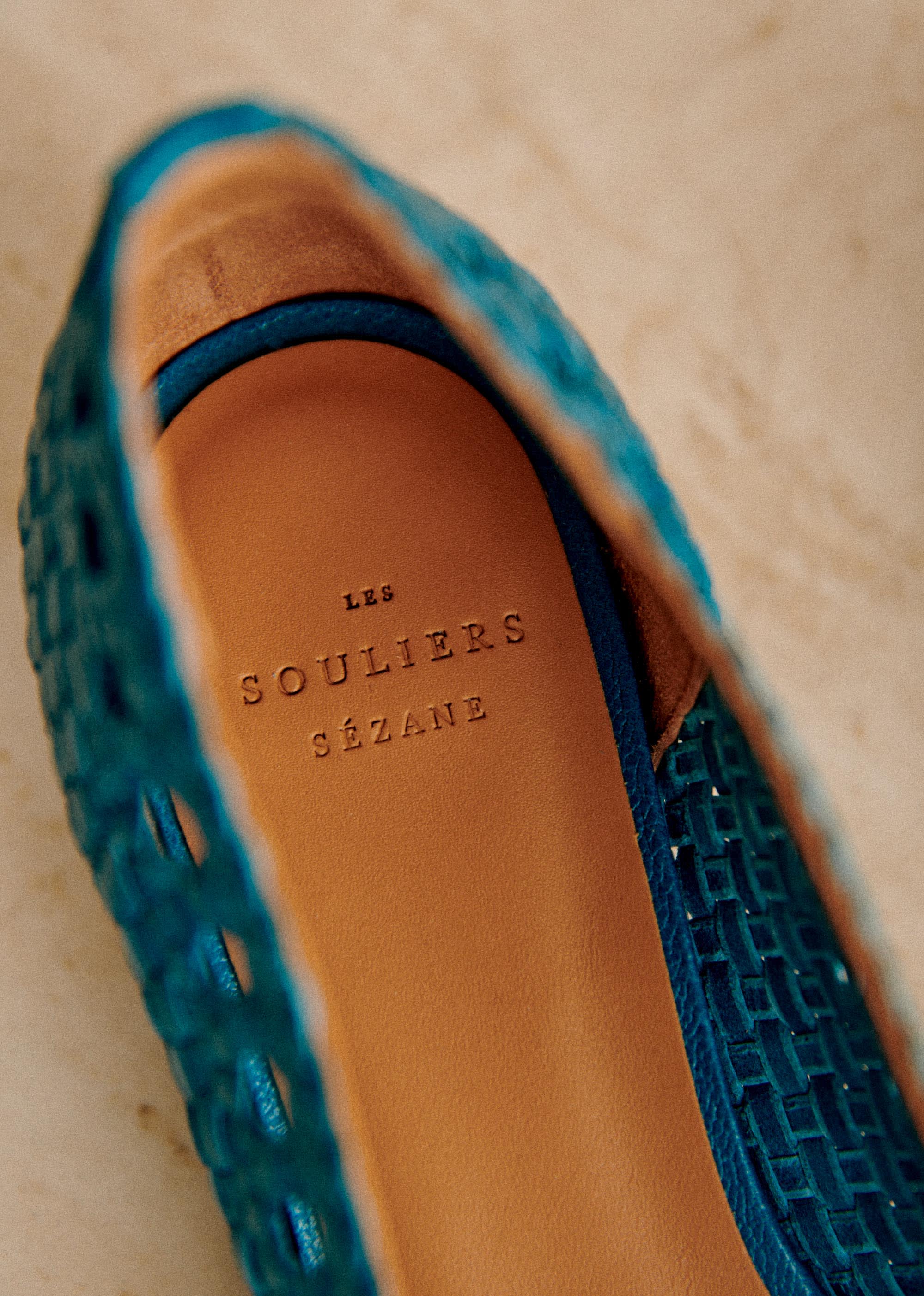 Ballerines Low Anya - Bleu turquoise lisse tressé - SOULIERS/SOULIERS Babies 5906248