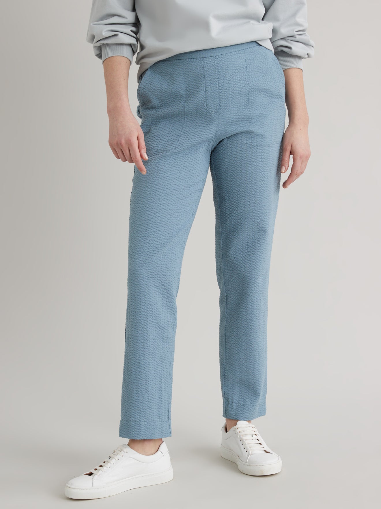 Pantalon seersucker uni femme