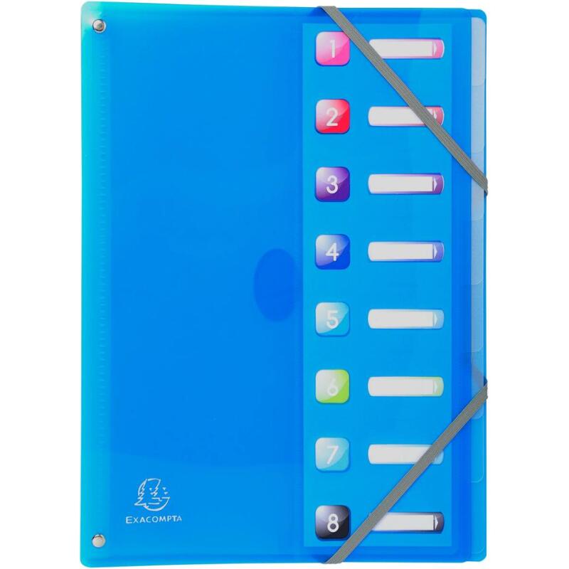 Trieur extensible en polypropylène 8 compartiments IDERAMA PP - A4 - Couleurs assorties