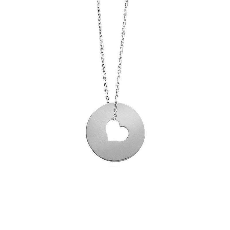 Collier coeur ajouré dans un cercle Argent 925 Rhodié