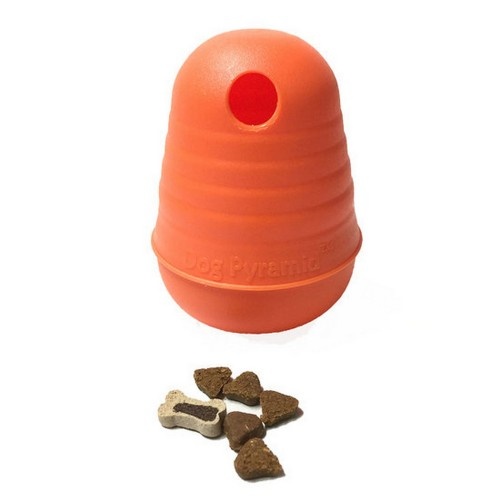 Dispensador de petiscos para cães em formato de pirâmide, nível 2, azul.