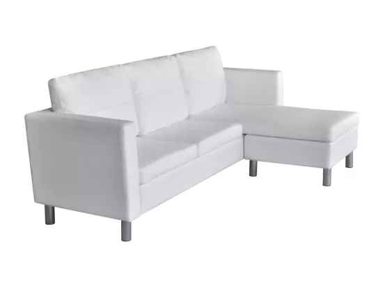 NETTLIFE Canapé sectionnel à 3 places cuir synthétique blanc