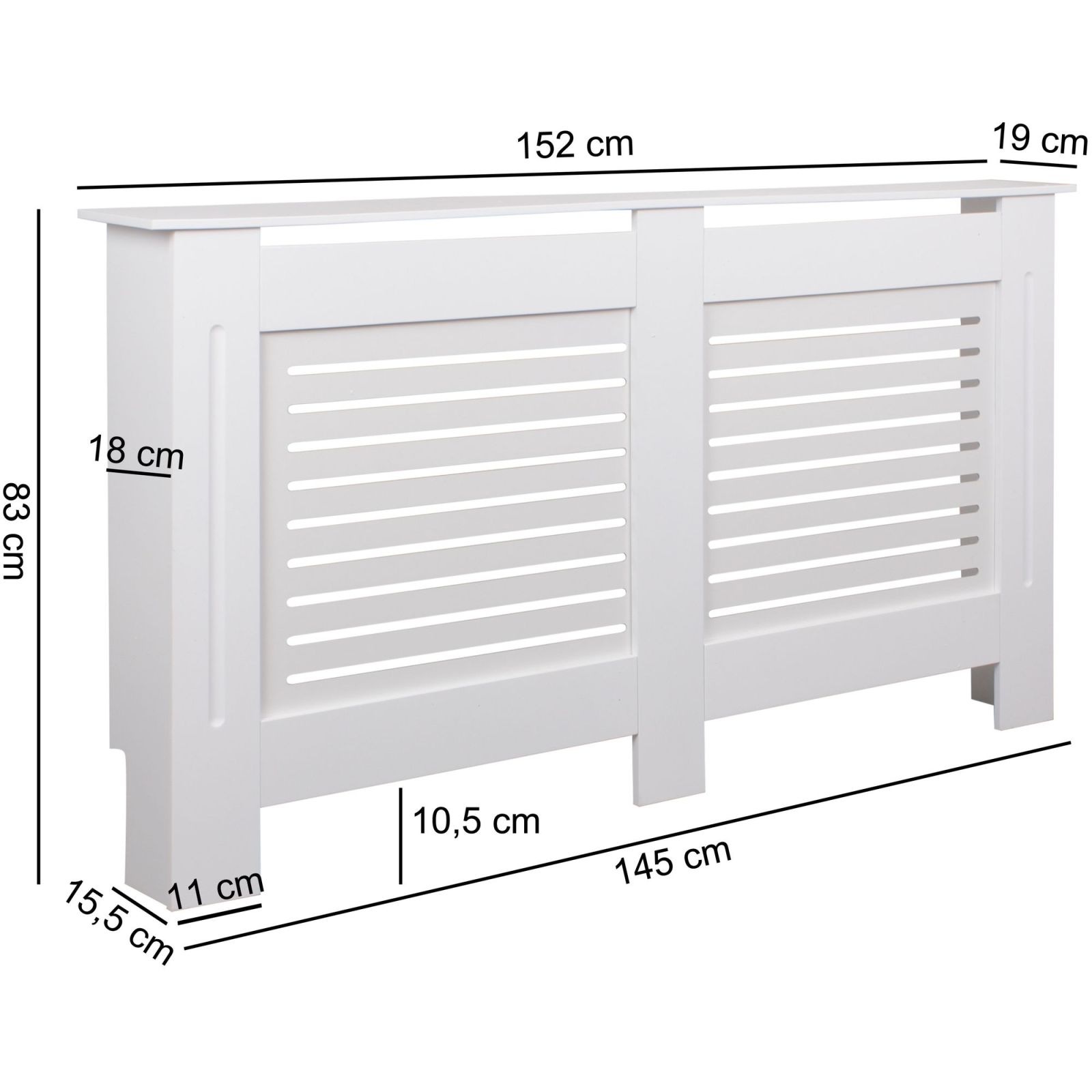 Heizkörperverkleidung - weiß - 152 cm