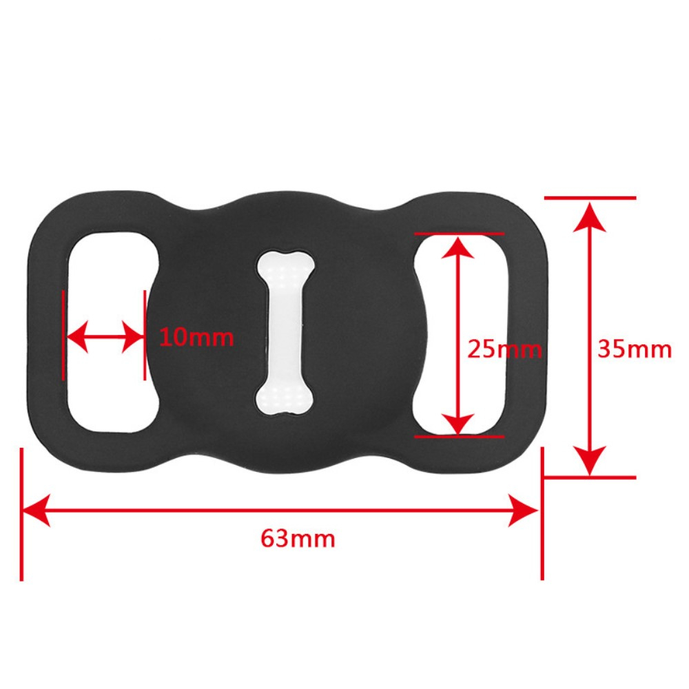 Apple AirTag Silikon Case Hülle Halsband Halterung für Haustiere im Knochen Design (Hund / Katze) - Schwarz
