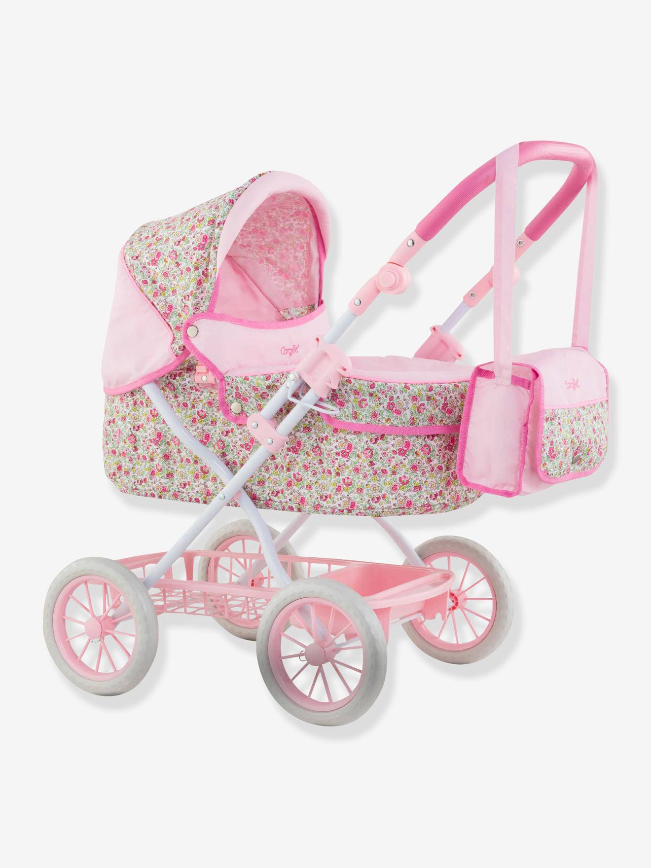 Carrinho de boneca COROLLE 36/42/52 cm médio rosa liso com estampas