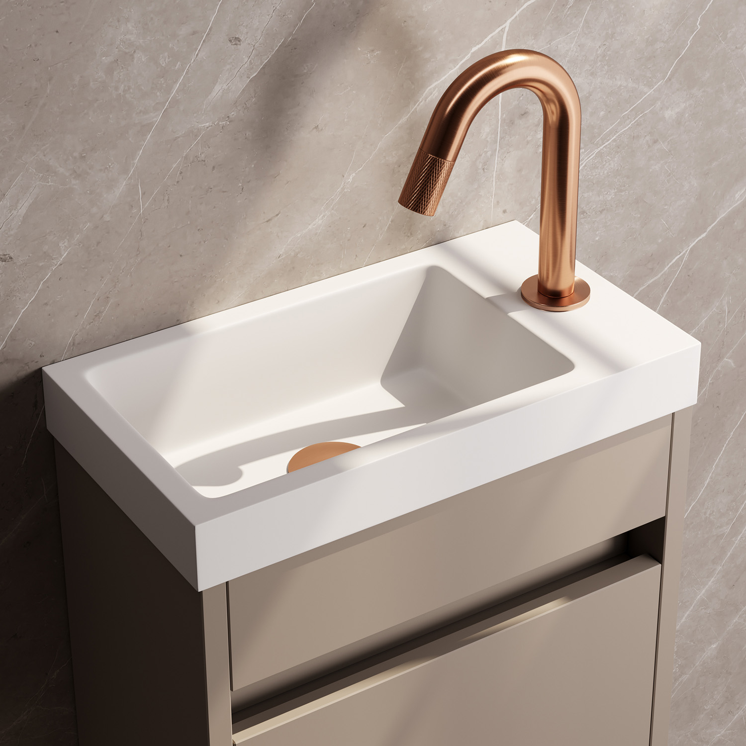 Brauer Copper Carving opbouw fonteinkraan met gebogen uitloop koper geborsteld PVD