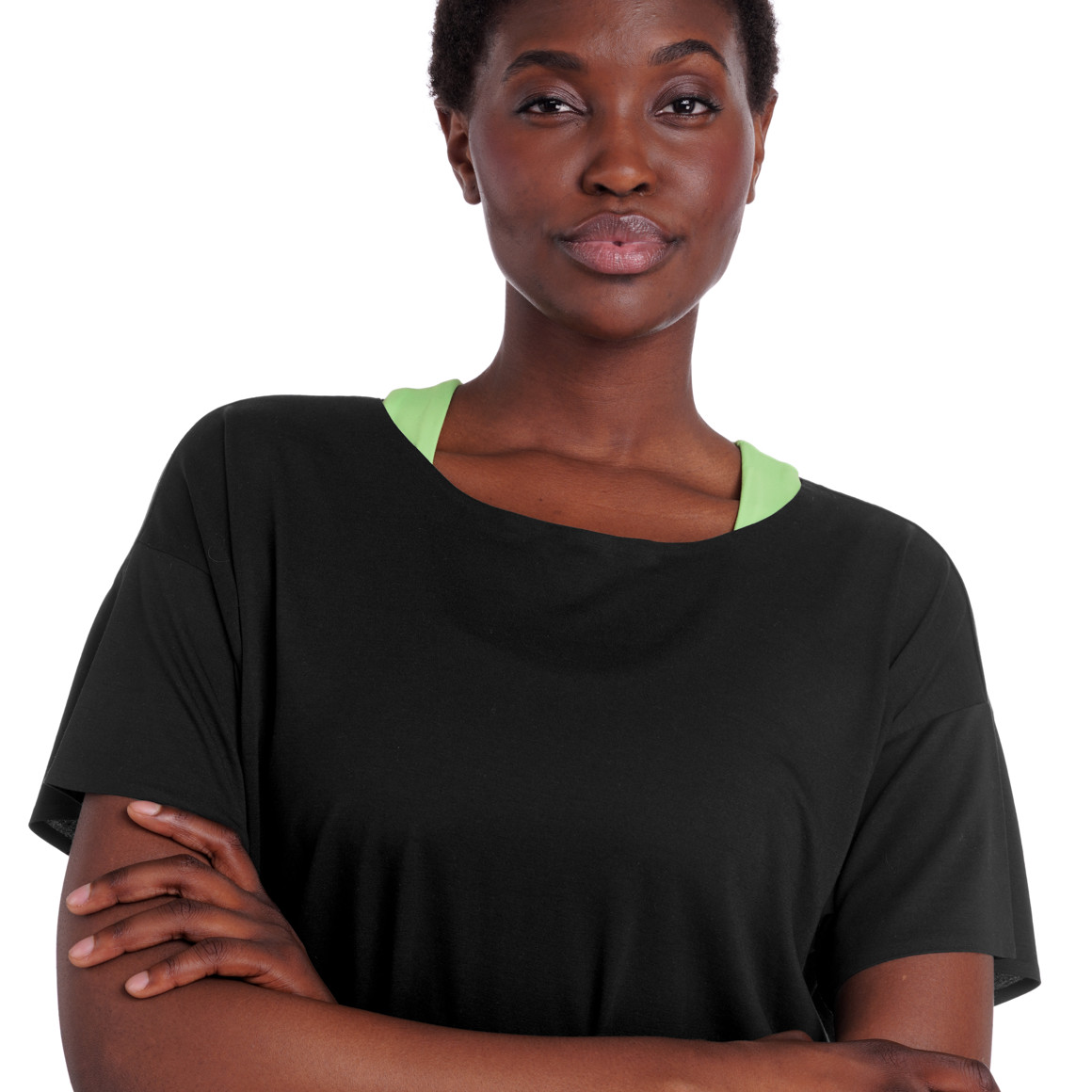 Gina Sports Damen Sport T-Shirt unifarben schwarz