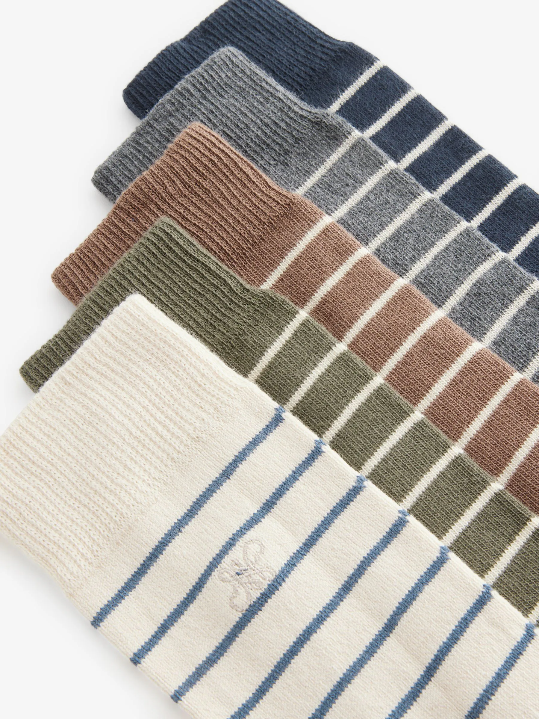 Naturel met strepen - Set van 5 sokken met patroon