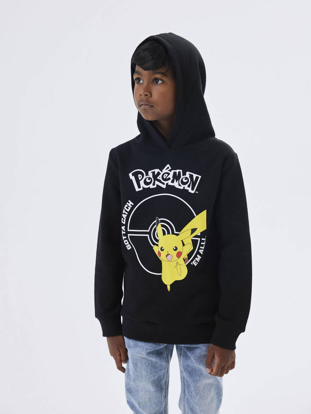 NAME IT Pokemon hoodie NKMNOSCAR met printopdruk zwart