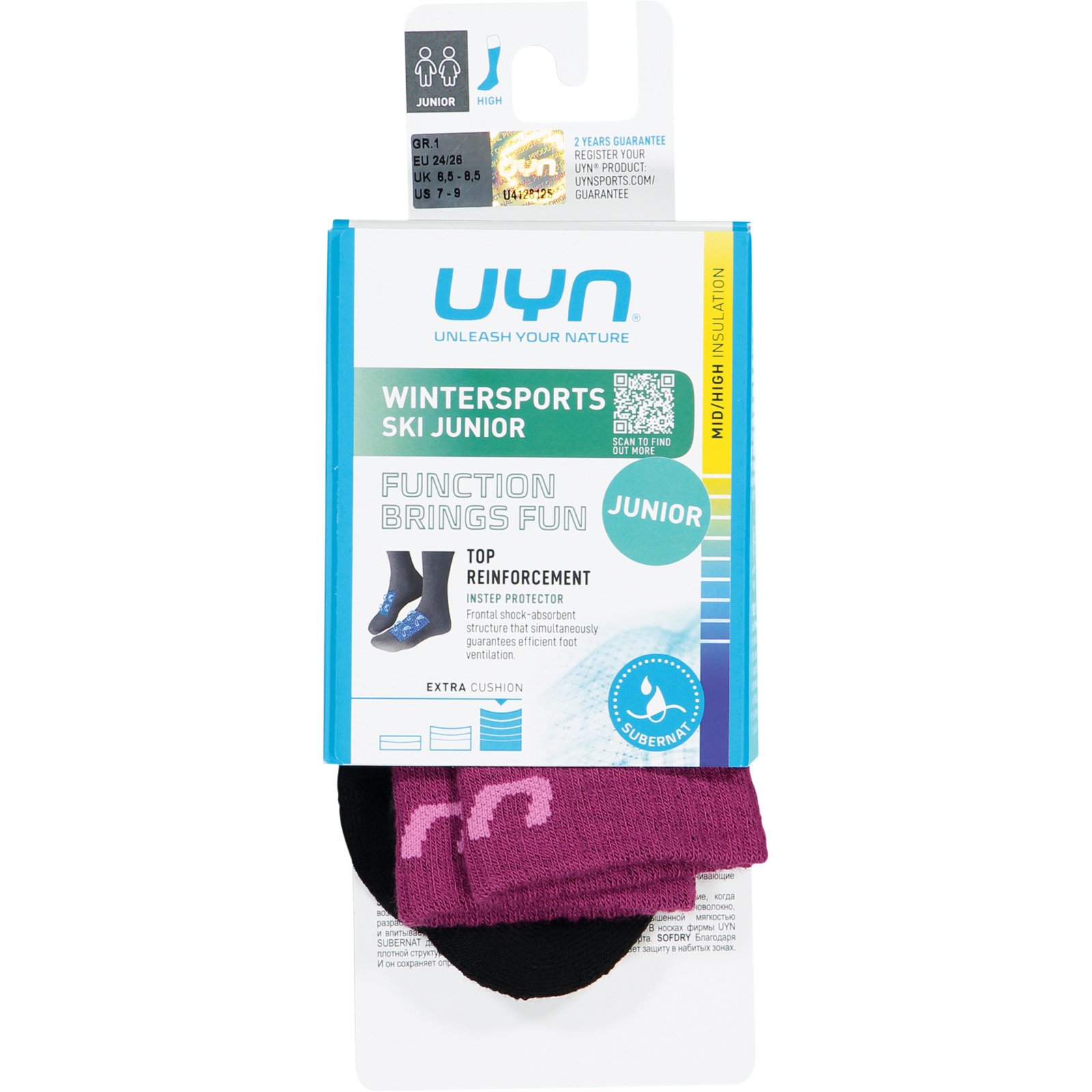 UYN Junior-Skisocken 24-26, violett