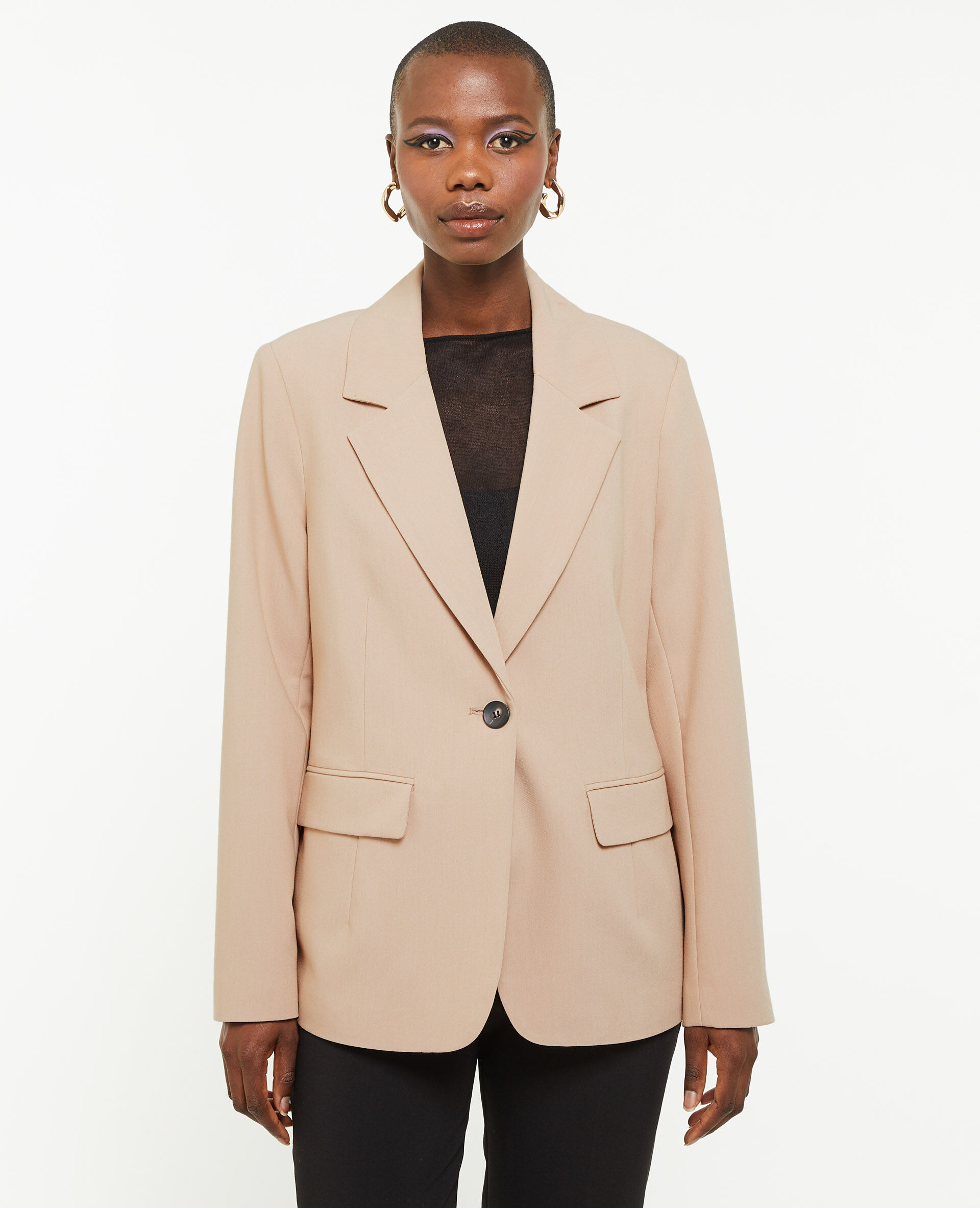 Veste blazer droite - Beige