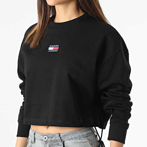 Sweat Crewneck Femme Crop Badge 2722 Noir