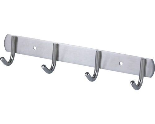 Kapstok met 4 haken, geborsteld roestvrij staal, 272x50x40 mm