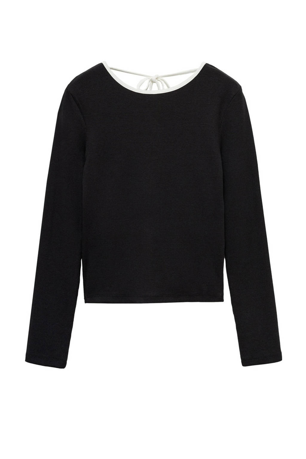 MANGO TEEN top met open rug zwart/wit
