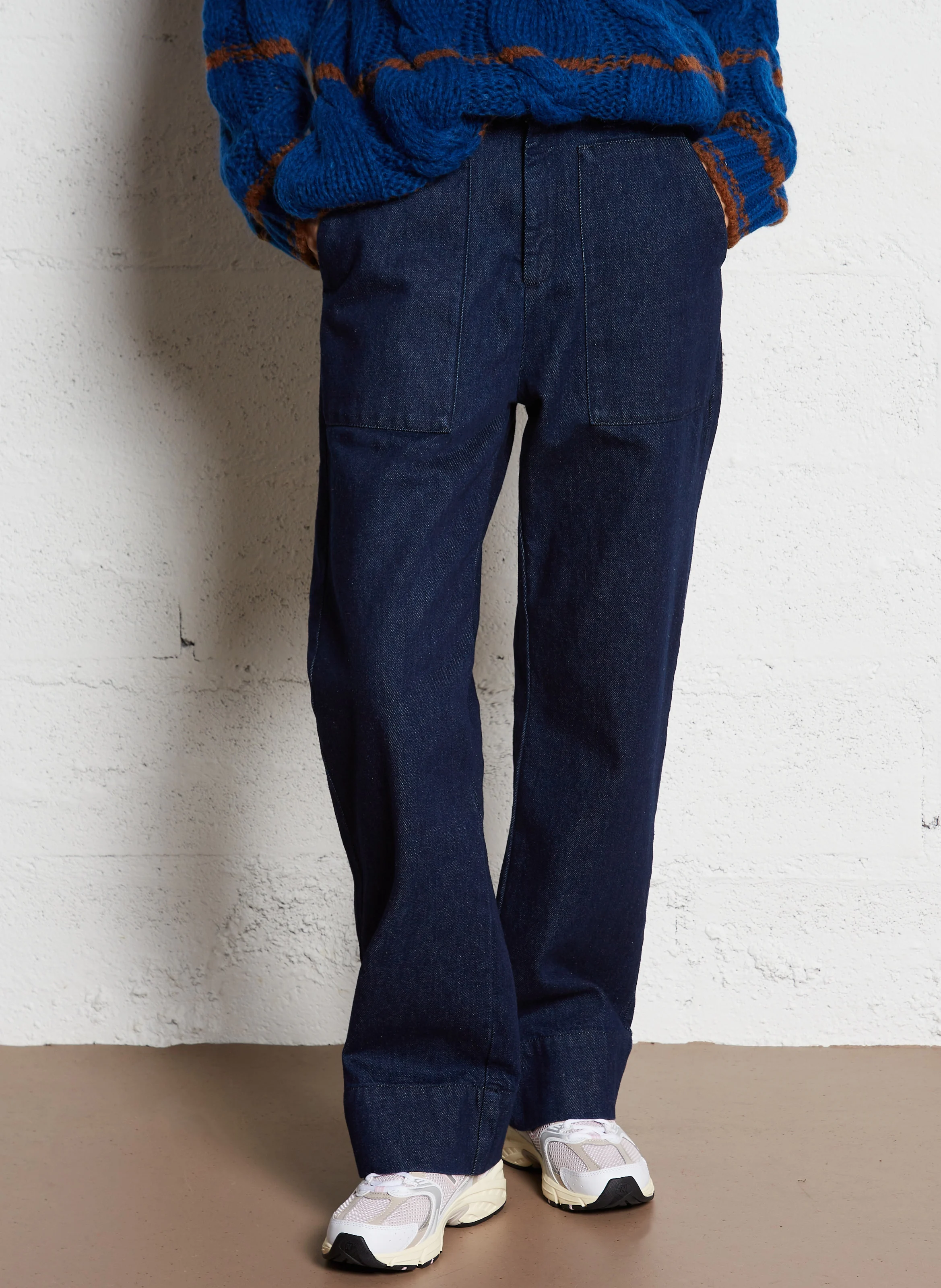 FERNAND - Jean droit taille haute en coton | Bleu
