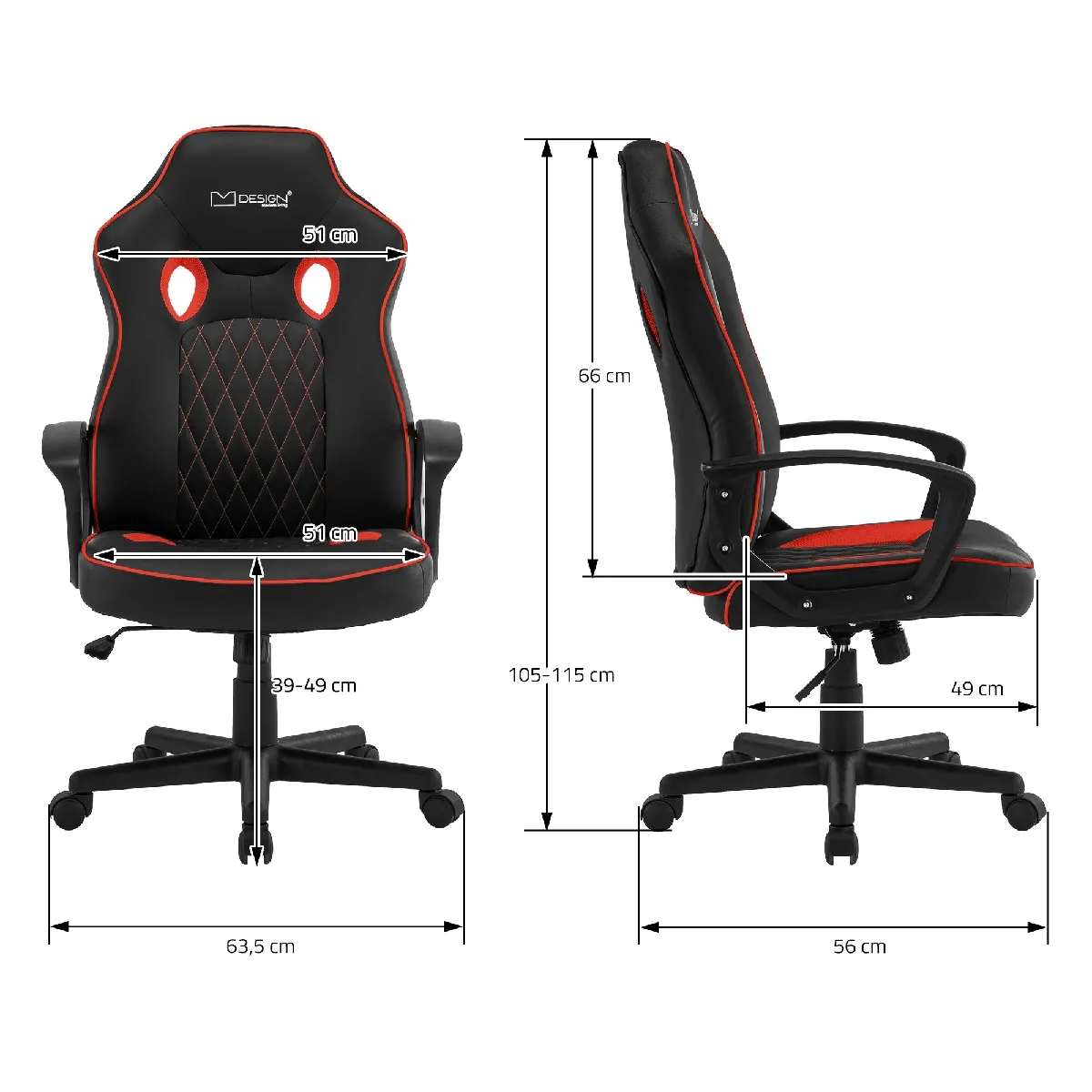 ML DESIGN MODERN LIVING ML Design Chaise de gamer - Noir/Rouge