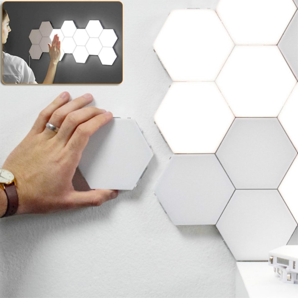(8er Set) Magnetische LED Panels Modulierbare Sechseck Wand Lampen mit Touch Funktion - Kaltweiss