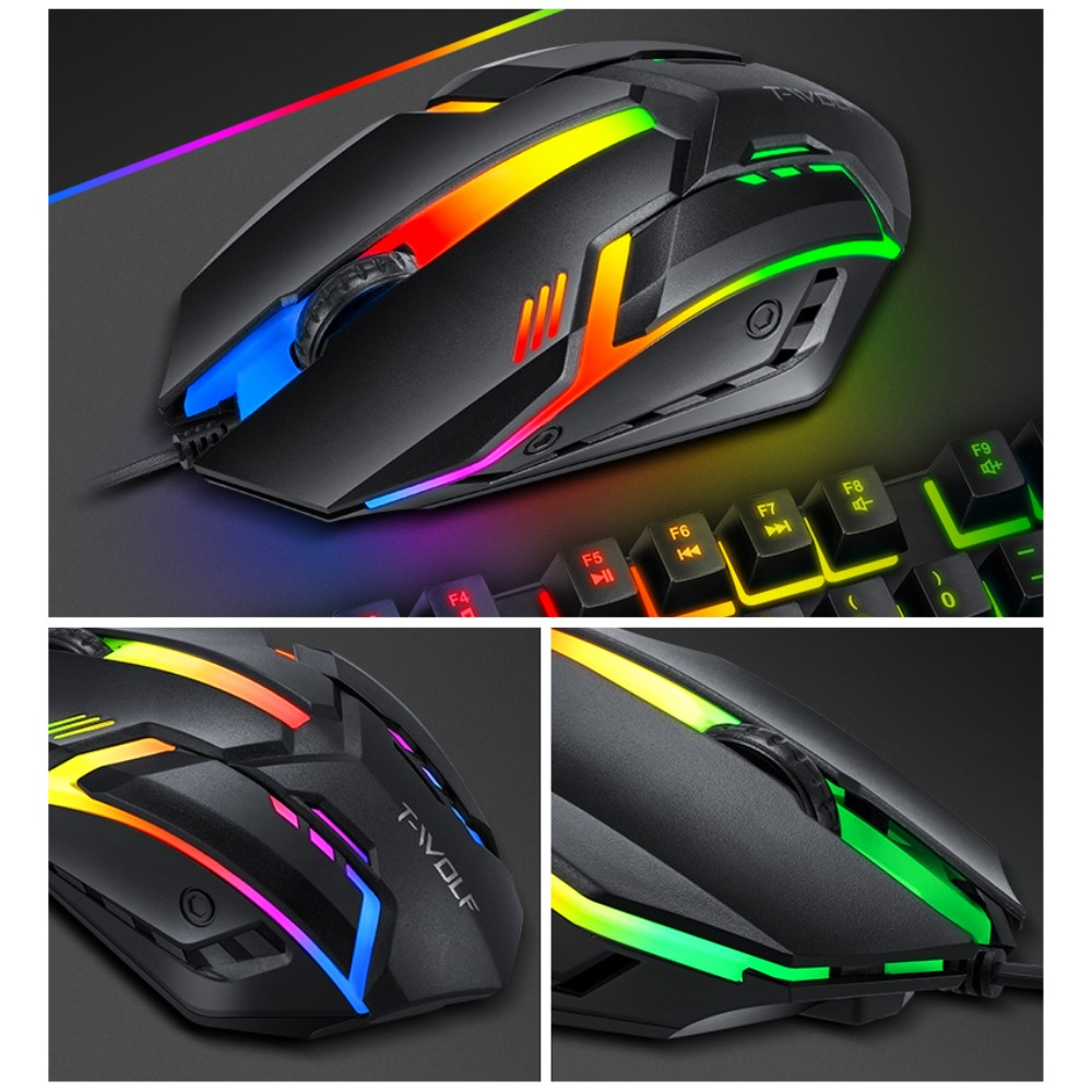 4in1 Gaming Combo Kit mit Maus / Headset / Mauspad / Tastatur mit RGB Hintergrundbeleuchtung QWERTY - Schwarz
