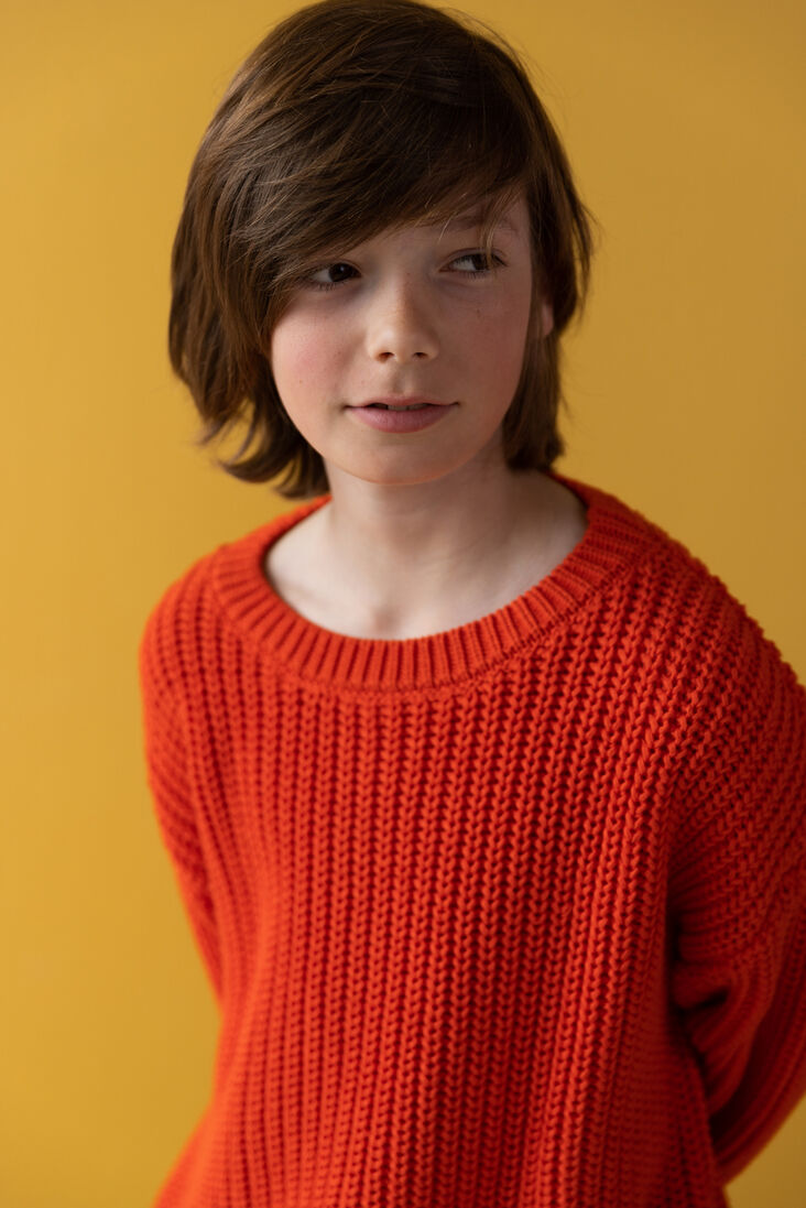 YUKI KIDSWEAR rode yuki kidswear trui chunky knitted sweater