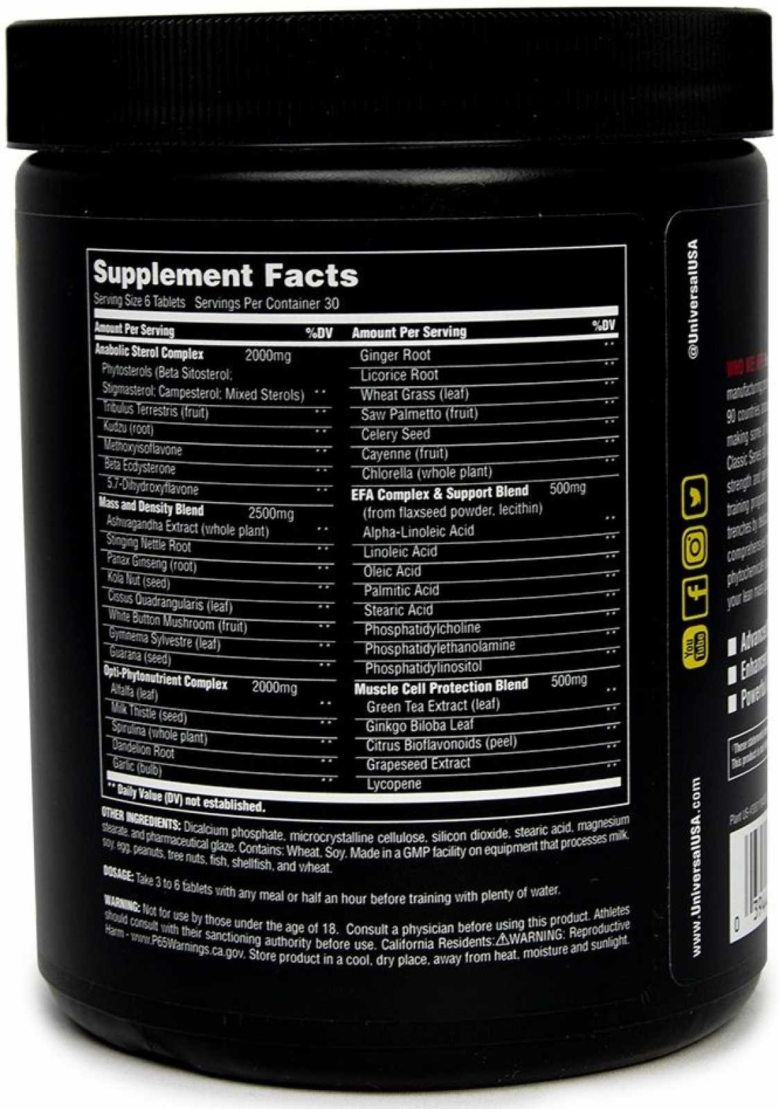 Universal Nutrition Universal Natural Sterol Complex 180 comprimidos