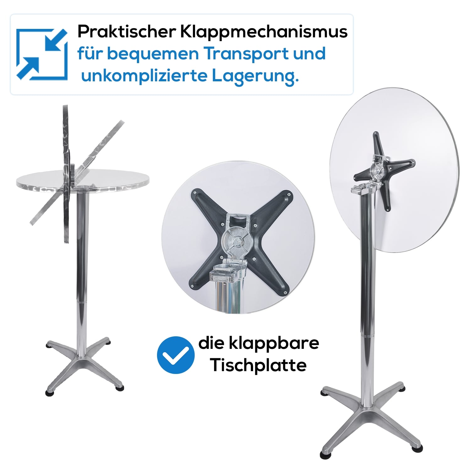 TroniTechnik® Gastro Stehtisch klappbar Ø 60 cm - Gastronomie Bistrotisch rund - Wetterbeständiger Klapptisch Gartentisch