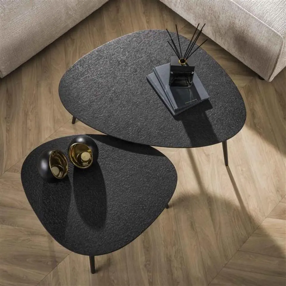 Hoyz - Salontafel Driehoekig Metallic - Grijs - Set van 2