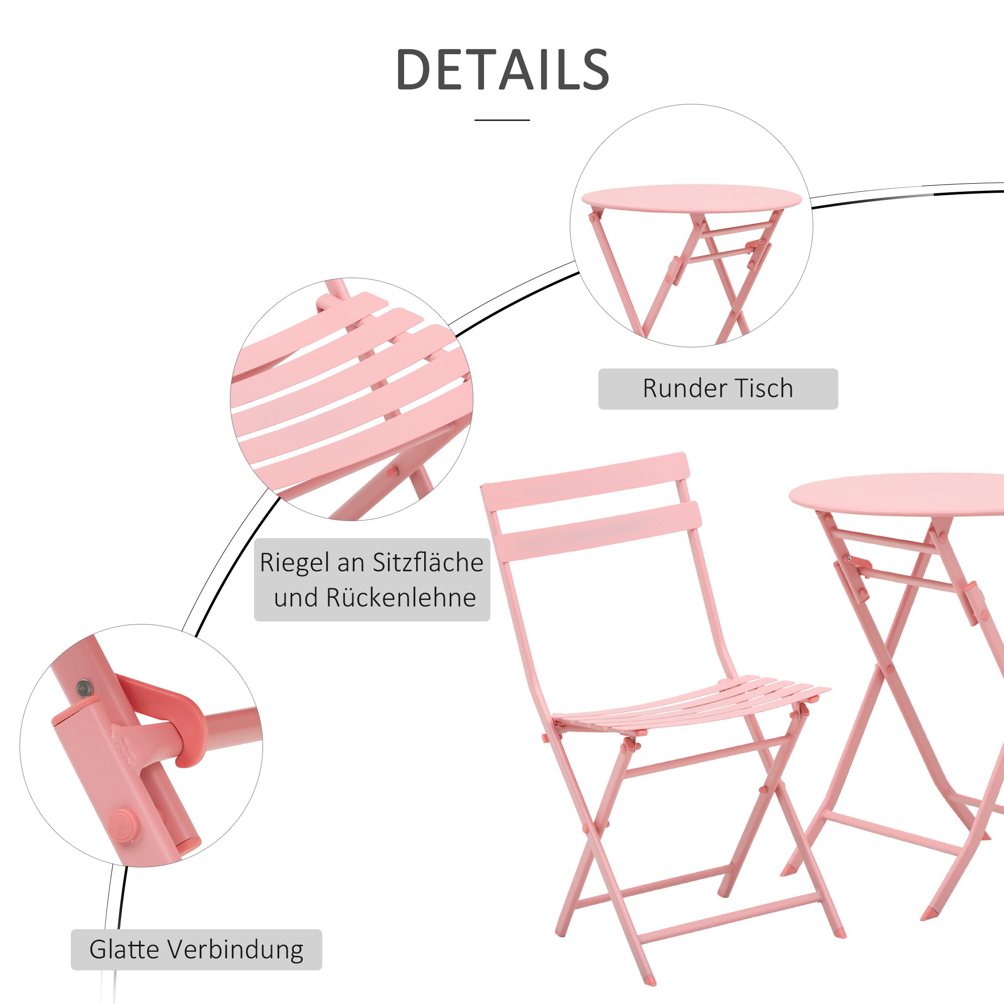 Outsunny Gartenmöbel-Set im kompaktem Design Ø60L x 71H cm