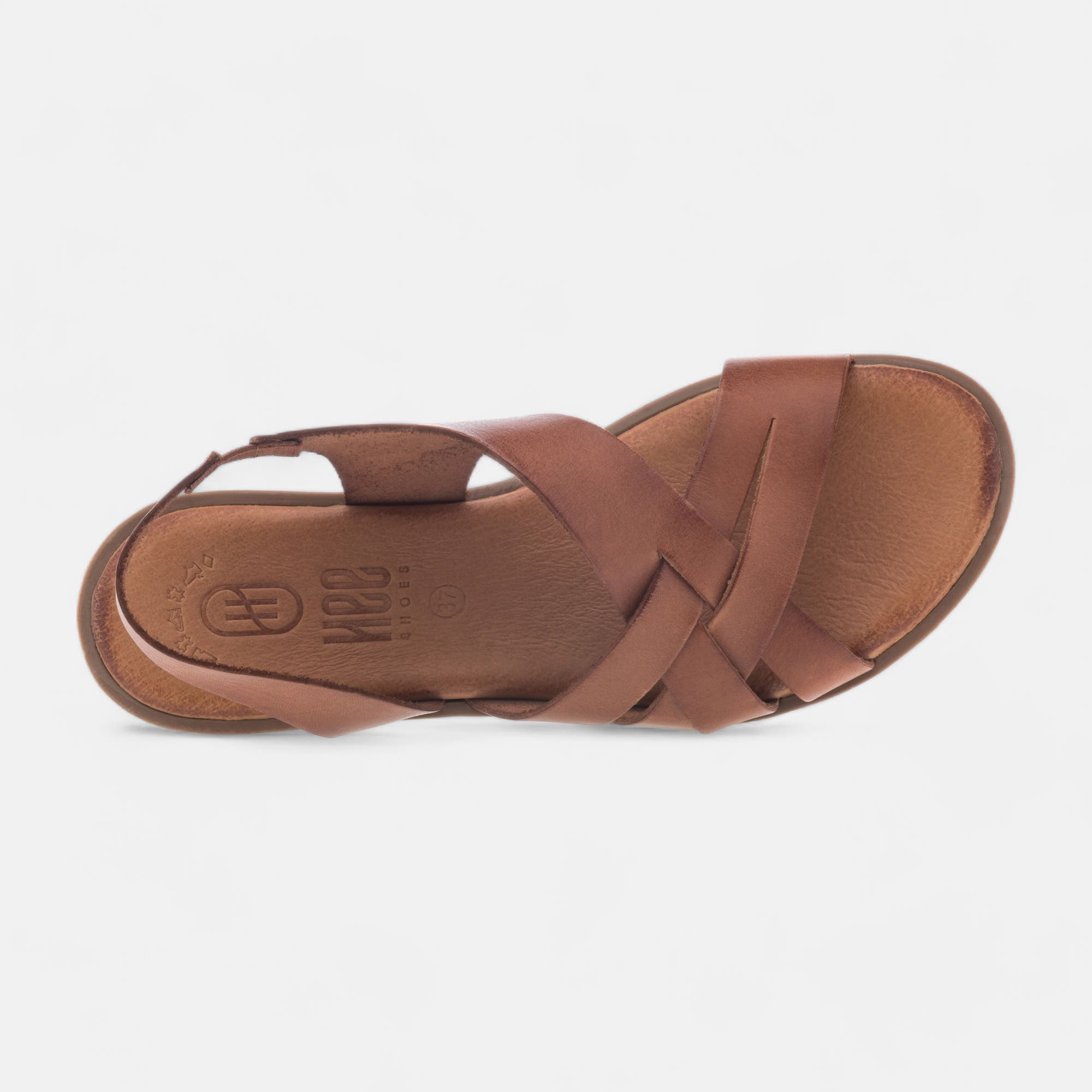 Nu-pieds Femme en cuir cognac