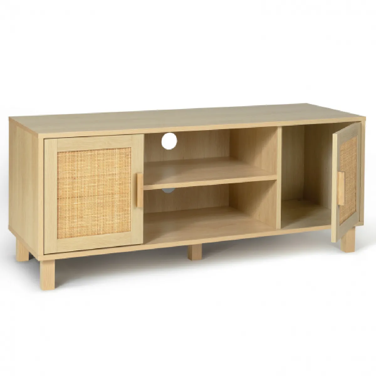 Idmarket market Meuble TV ELIN - Cannage naturel, 115 cm