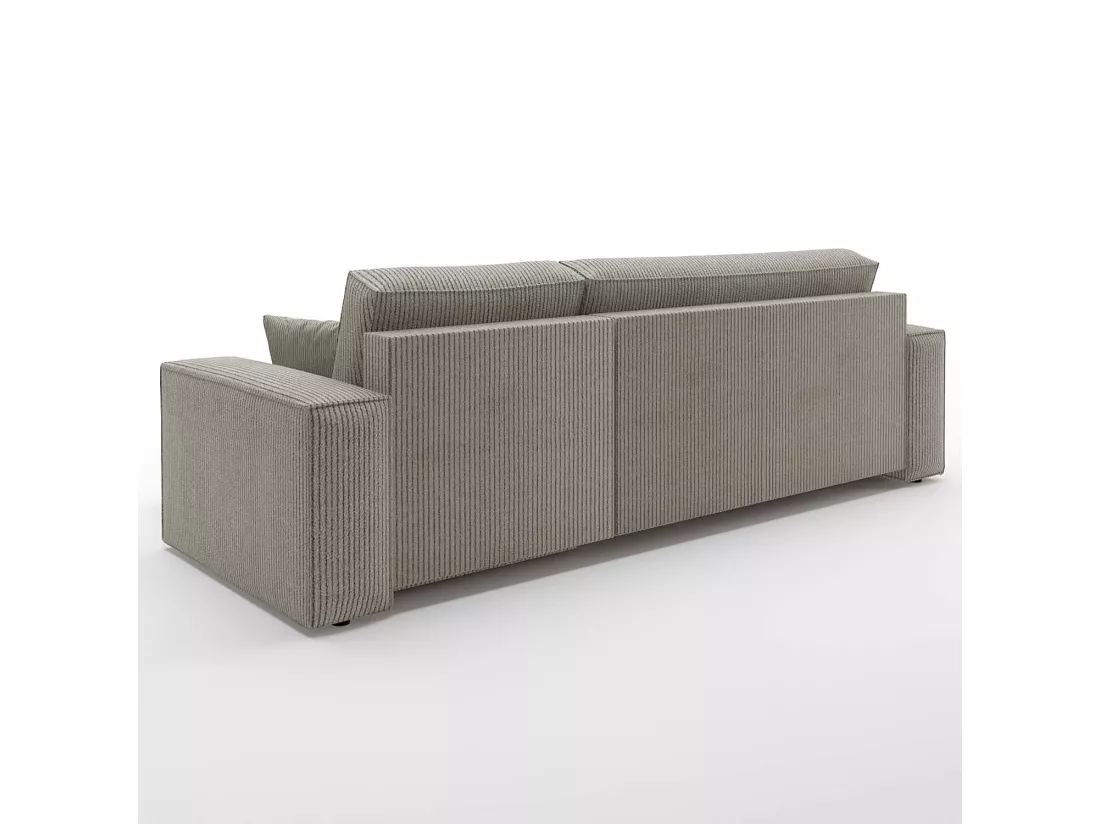 Canapé d'angle convertible réversible Lorenzo en velours côtelé Taupe