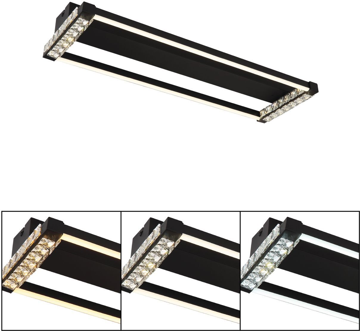 LED-Deckenleuchte - schwarz matt - Acrylkristalle- Memoryfunktion