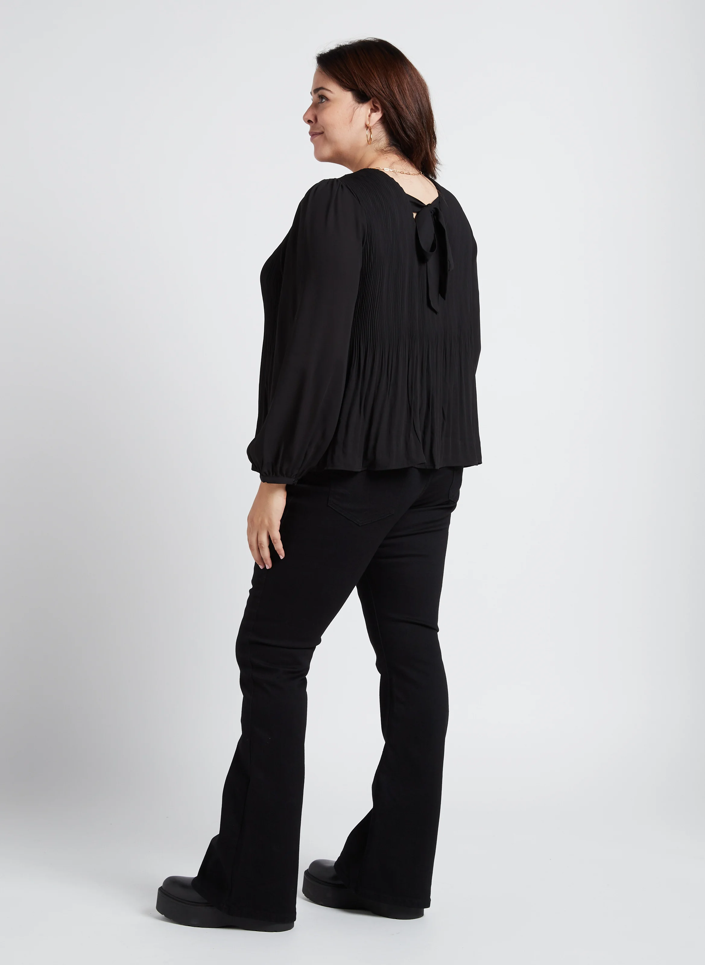 CINDY - Blouse col V plissée | Noir